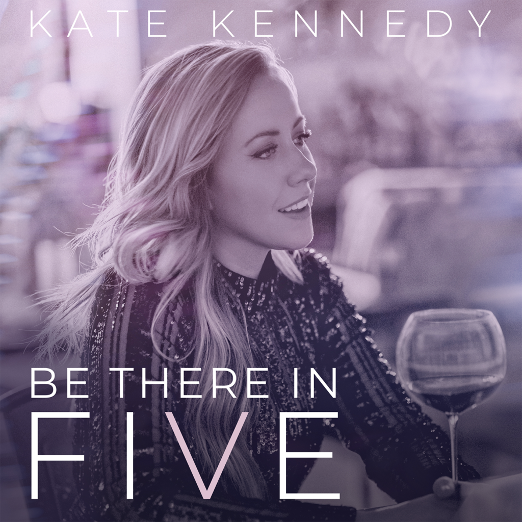 Be There in Five podcast logo of a blonde woman with a glass of wine and a sequin dress